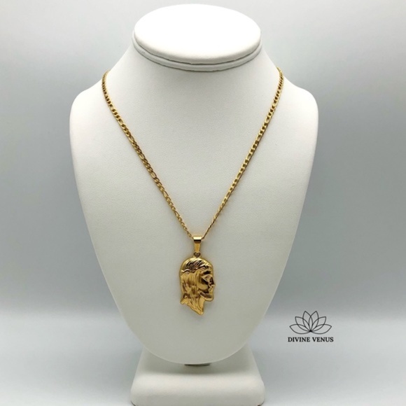 Jesus Necklace | Gold Plated Stainless Steel - Picture 8 of 11